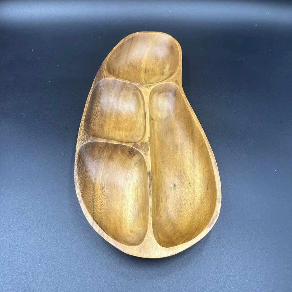 EUC Vintage MCM TEAK DIVIDED SERVING PLATE 18